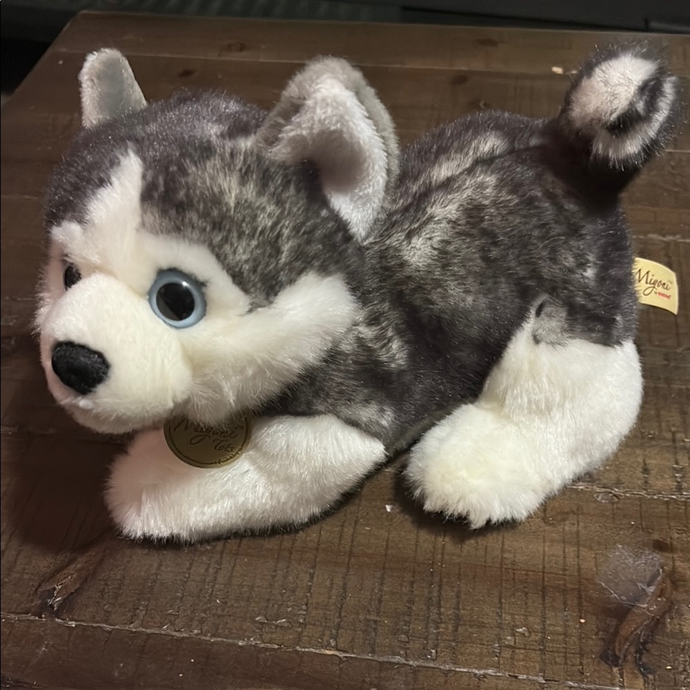 Aurora Miyoni Adorable Plush Husky Dog Toy in Gray and White